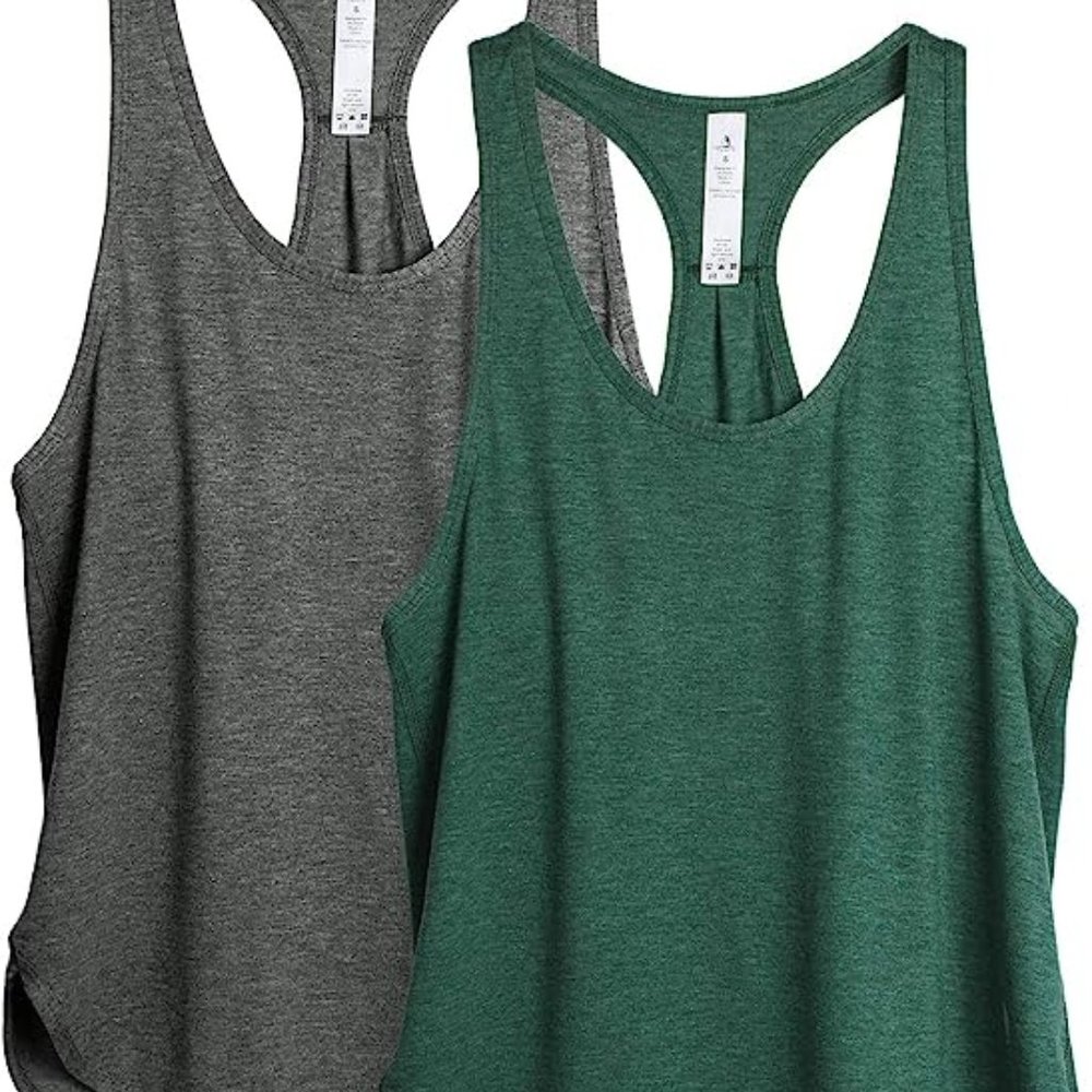 icyzone Women's Racerback Workout Athletic Running Tank Tops Loose Fit (Pack of